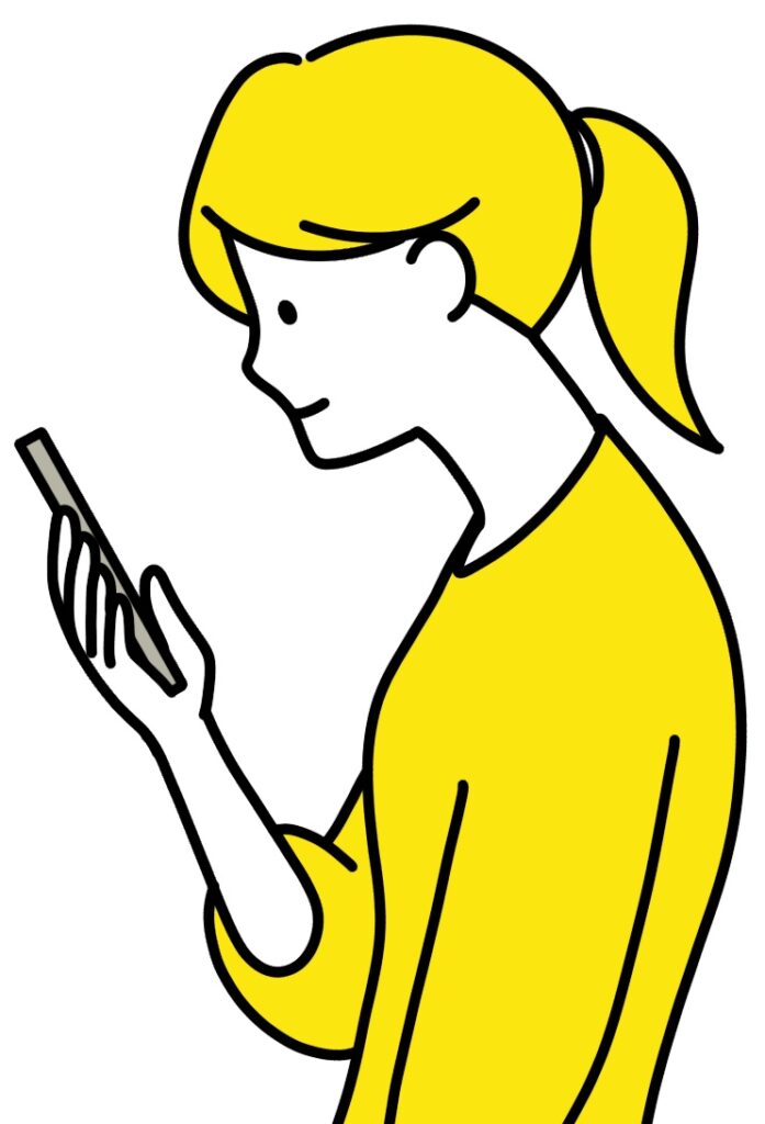 スマホを見る女性のイラスト
