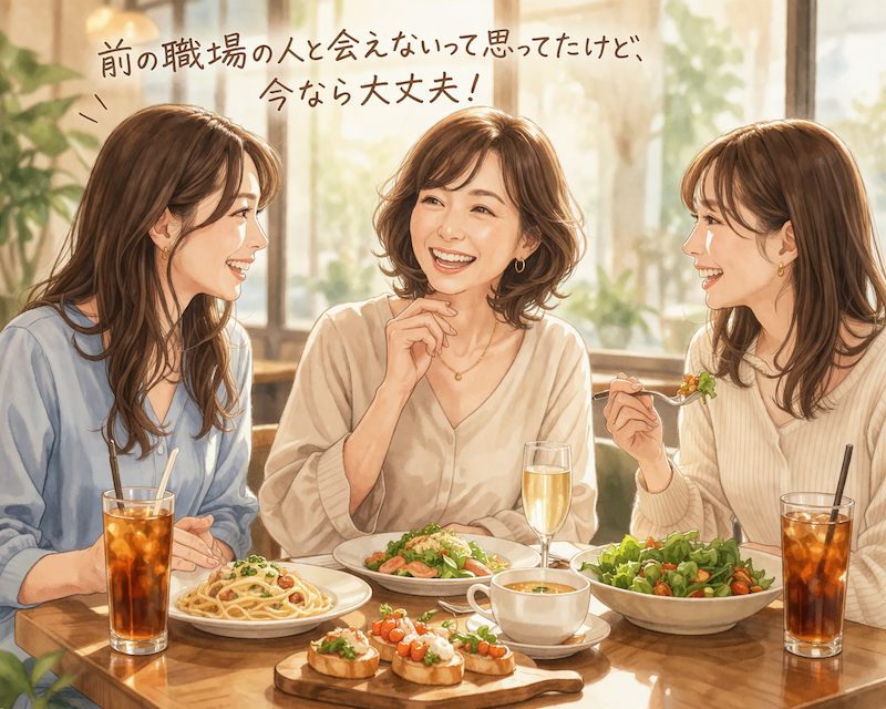 年下の元同僚と食事するシーン
