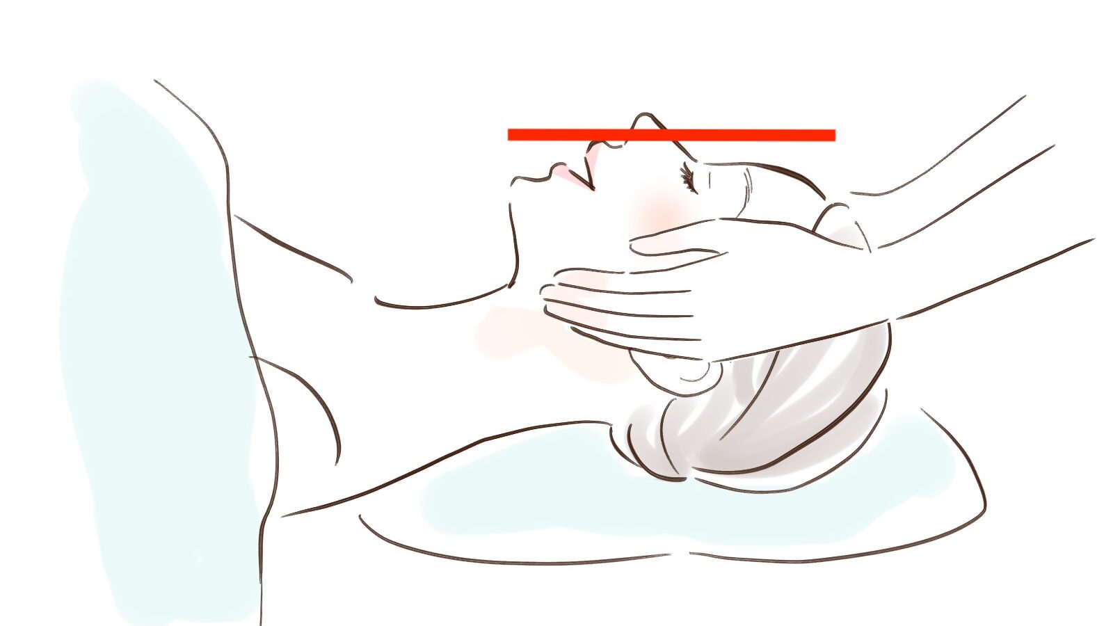枕の上で仰向けの女性
