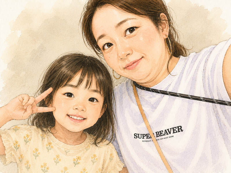 インカメラで写真を撮って二重アゴになってしまっているイラスト